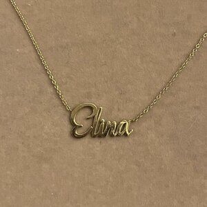 BNWT Baby Gold 14k Solid Yellow Gold Name Necklace - Elina